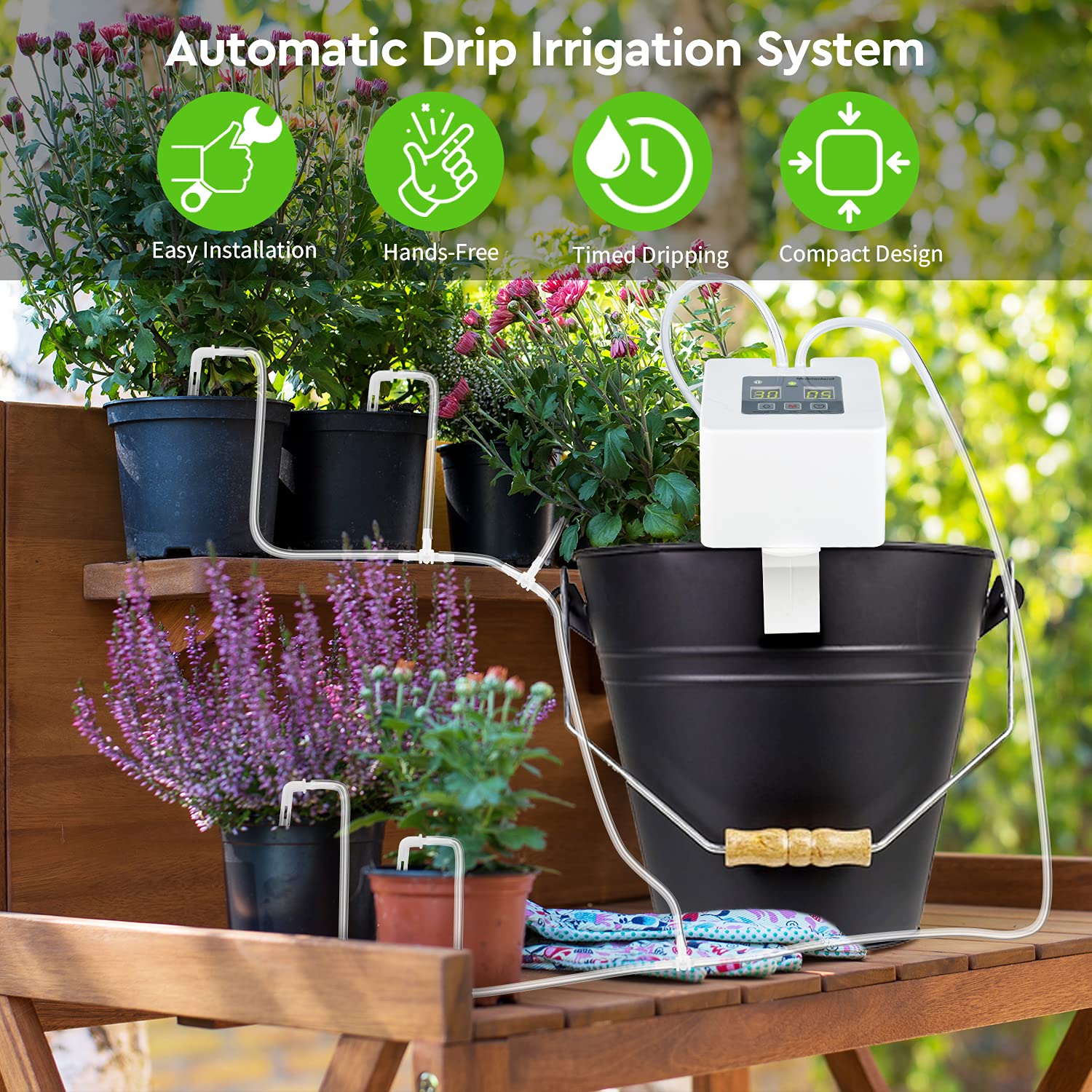 Complete Drip Irrigation System with Timer (200 sq ft)