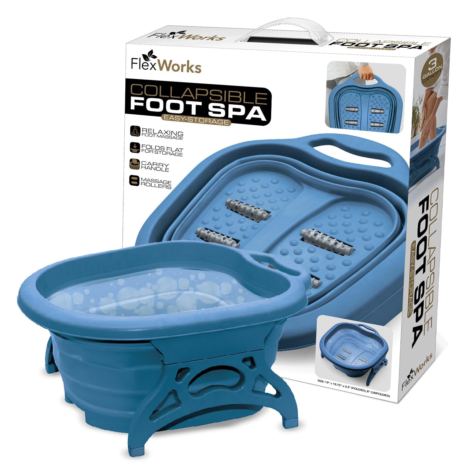 Collapsible Heated Foot Spa with Massage Rollers