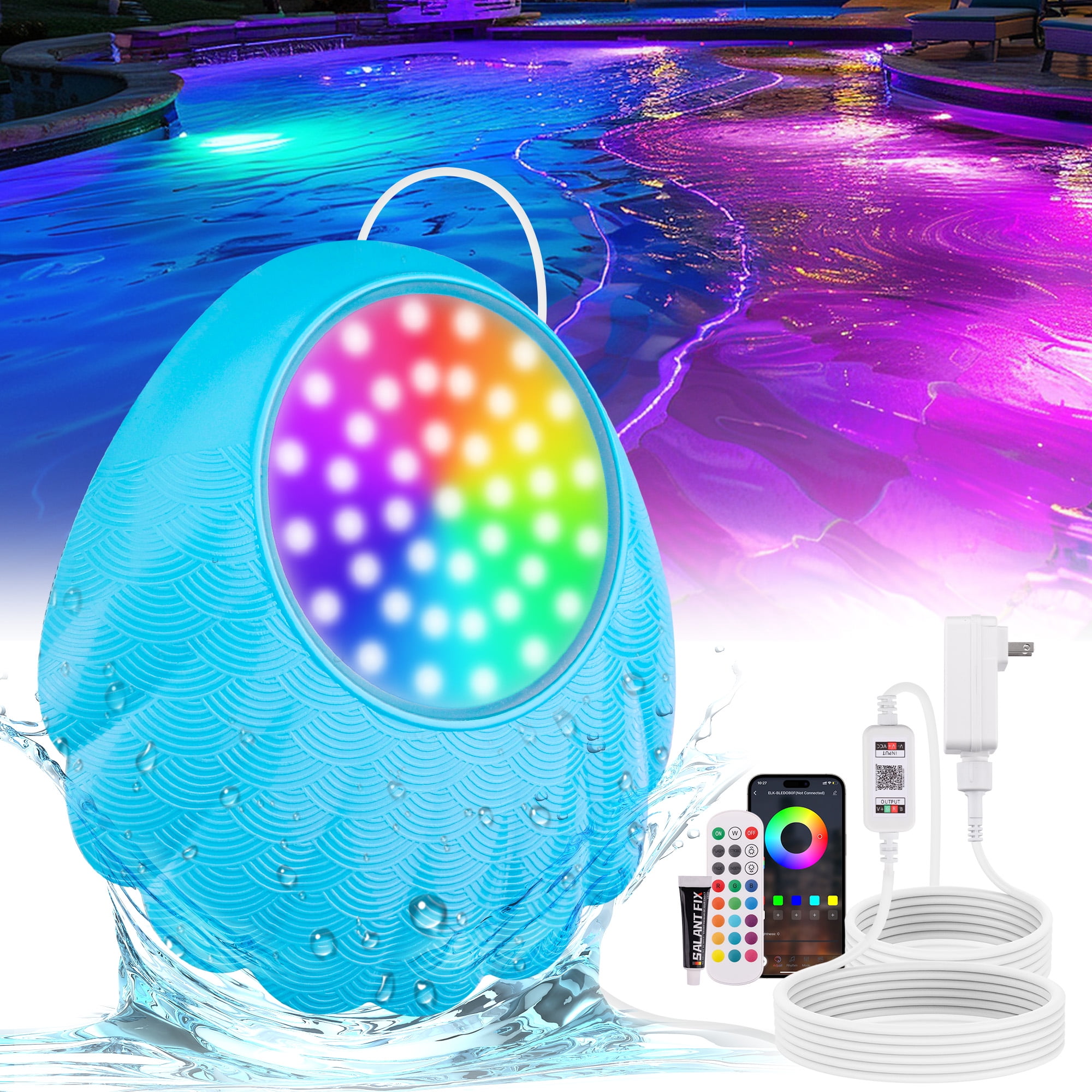Submersible LED Pool Lights (RGB, Remote)